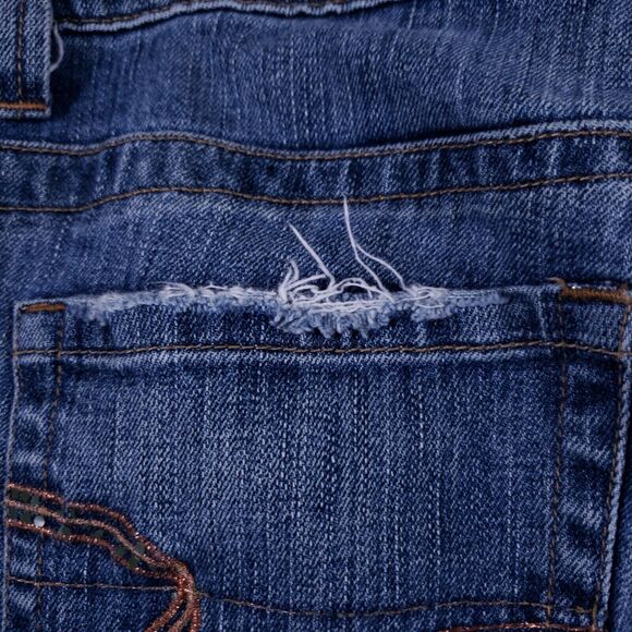 American Eagle Jeans Women's 34x30 Stretch Boot Distressed Embroidered Denim - Picture 7 of 16